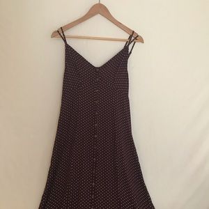 Burgundy Polkadot Floor-length Dress